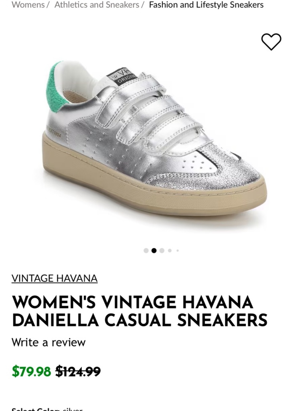 Vintage Havana Metallic Silver Sneakers with Green Heel Tab